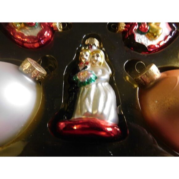 Christmas Ornament Set Vintage Hand Blown Mercury Glass Wedding - Picture 5 of 8
